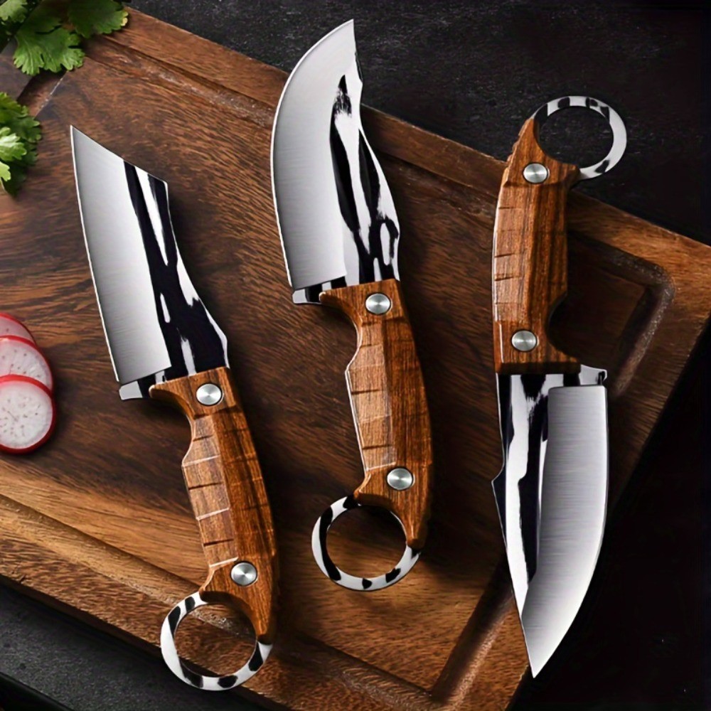 3pcs Premium Multipurpose Knife Set, Ultra-Sharp Stainless Steel Fixed Blades