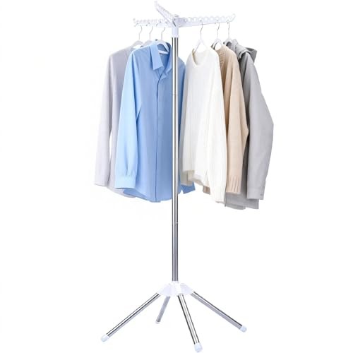 Clothes Drying Rack, Foldable Laundry Drying Rack, 1-Tier White + Silver