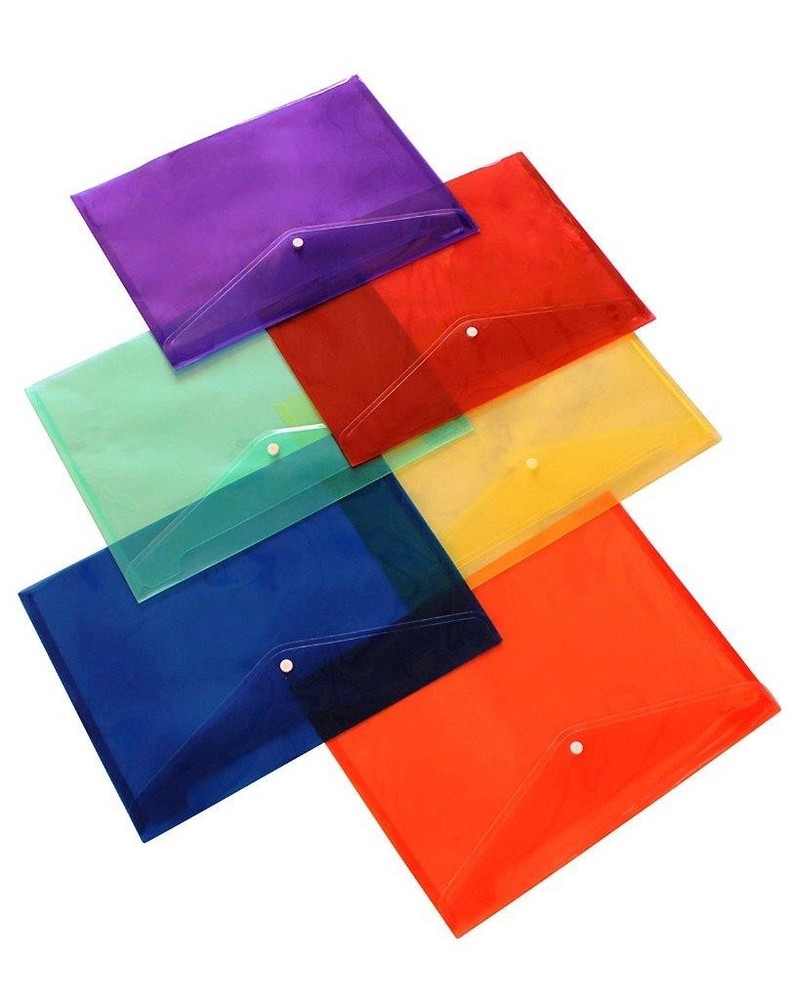 Lightahead LA-7550 Clear Poly Document Folder Snap Button, A4 size, Set of 6