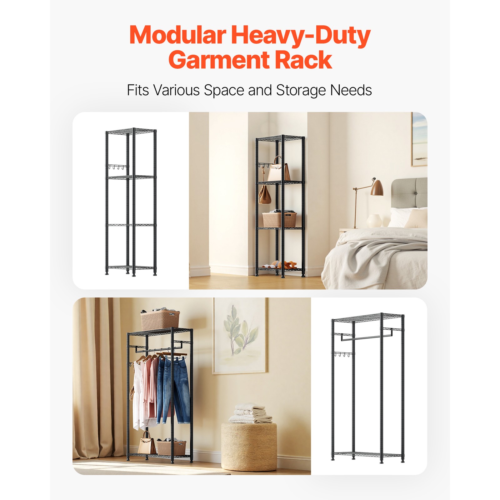 Uimoso Freestanding Closet Organizer with Durable Carbon Steel Frame