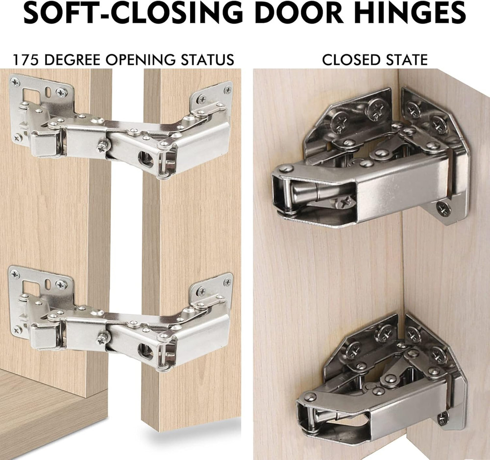 2 Pack 170 Degree Hidden Soft Close Adjustable Surface Mount Cabinet Hinges