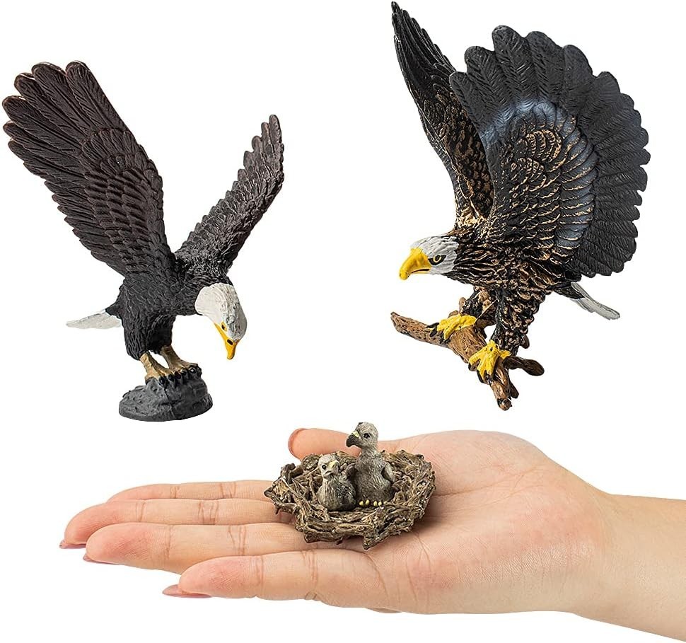 3PCS Simulated Bald Eagle Figurines Realistic Plastic Eagle Model Action Figures