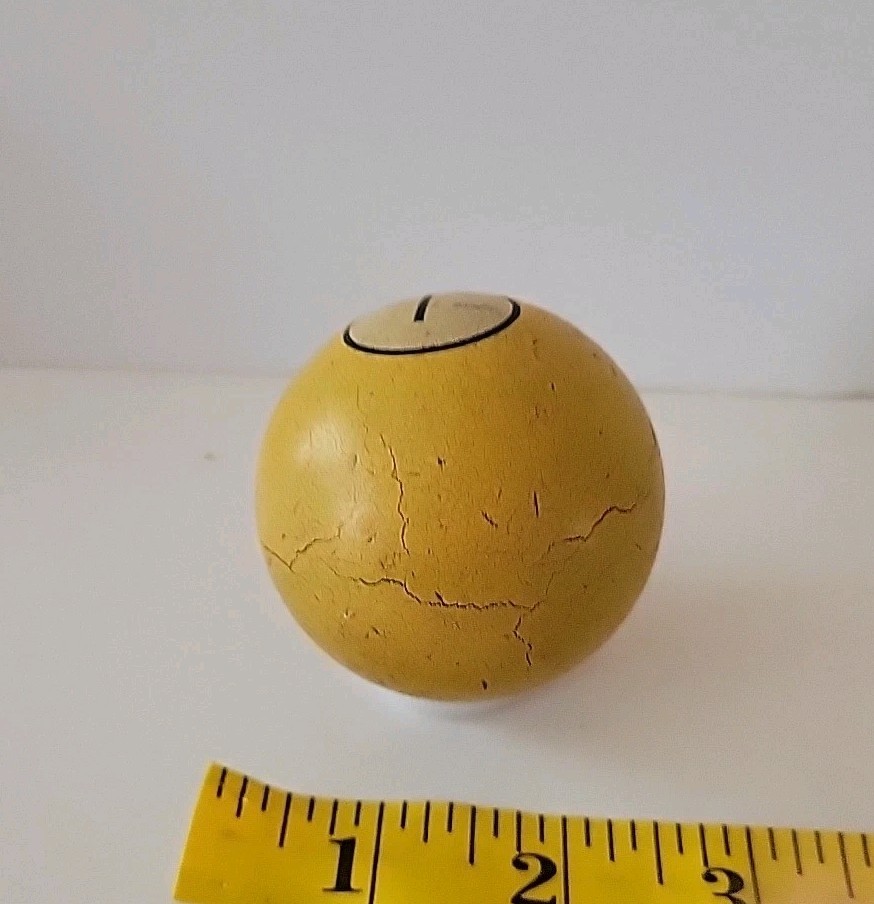 Vintage No. 1 Solid Yellow Pool Ball Billiard 2" Replacement (R)