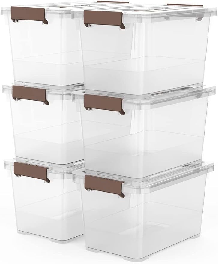 6-Pack 7 Qt Storage Latch Box/Bins Plastic Stackable Storage Box Organizer