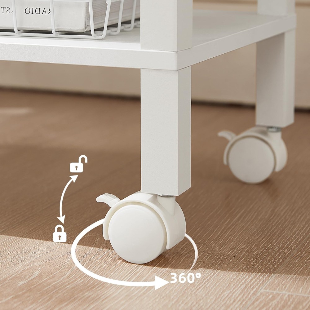 YUFAM 2 Tier Printer Stand with Storage,Under Desk Shelf Printer Table, Rolli...