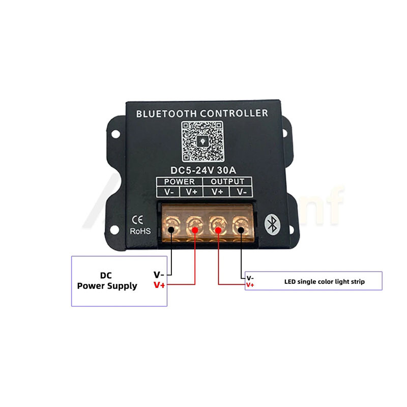Smart LED Bluetooth Controller DC 5V 12V 24V 30A Dimmer With RF 25-Key Remote