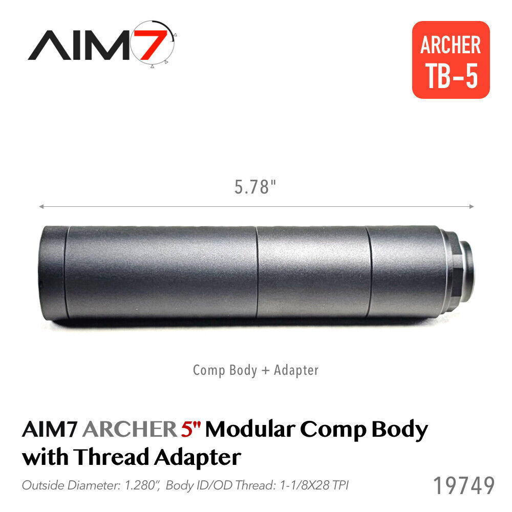 AIM7 Precision ARCHER TB Modular Linear Compensator Body w/ End Cap & Adapter