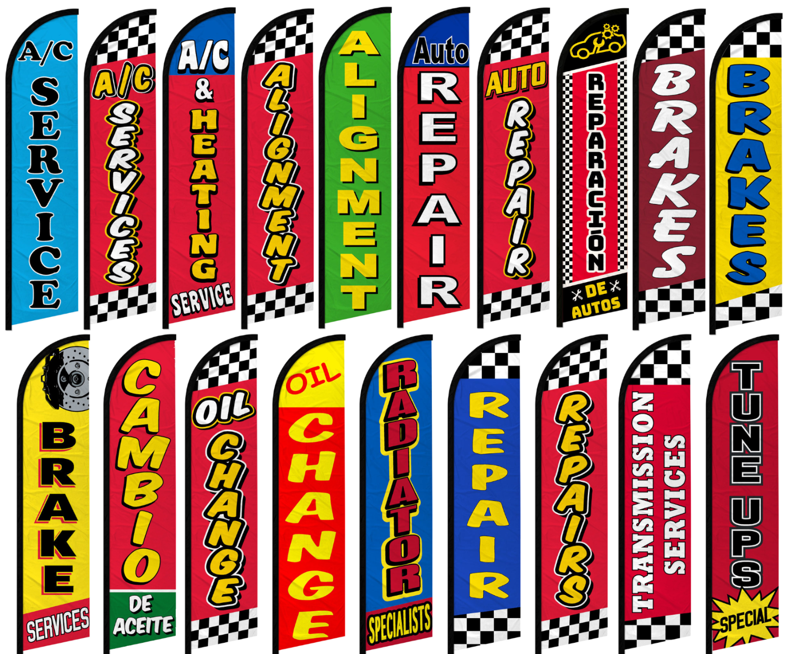 Mechanic Windless Swooper Full Curve Flag Automotive Mechanic Services