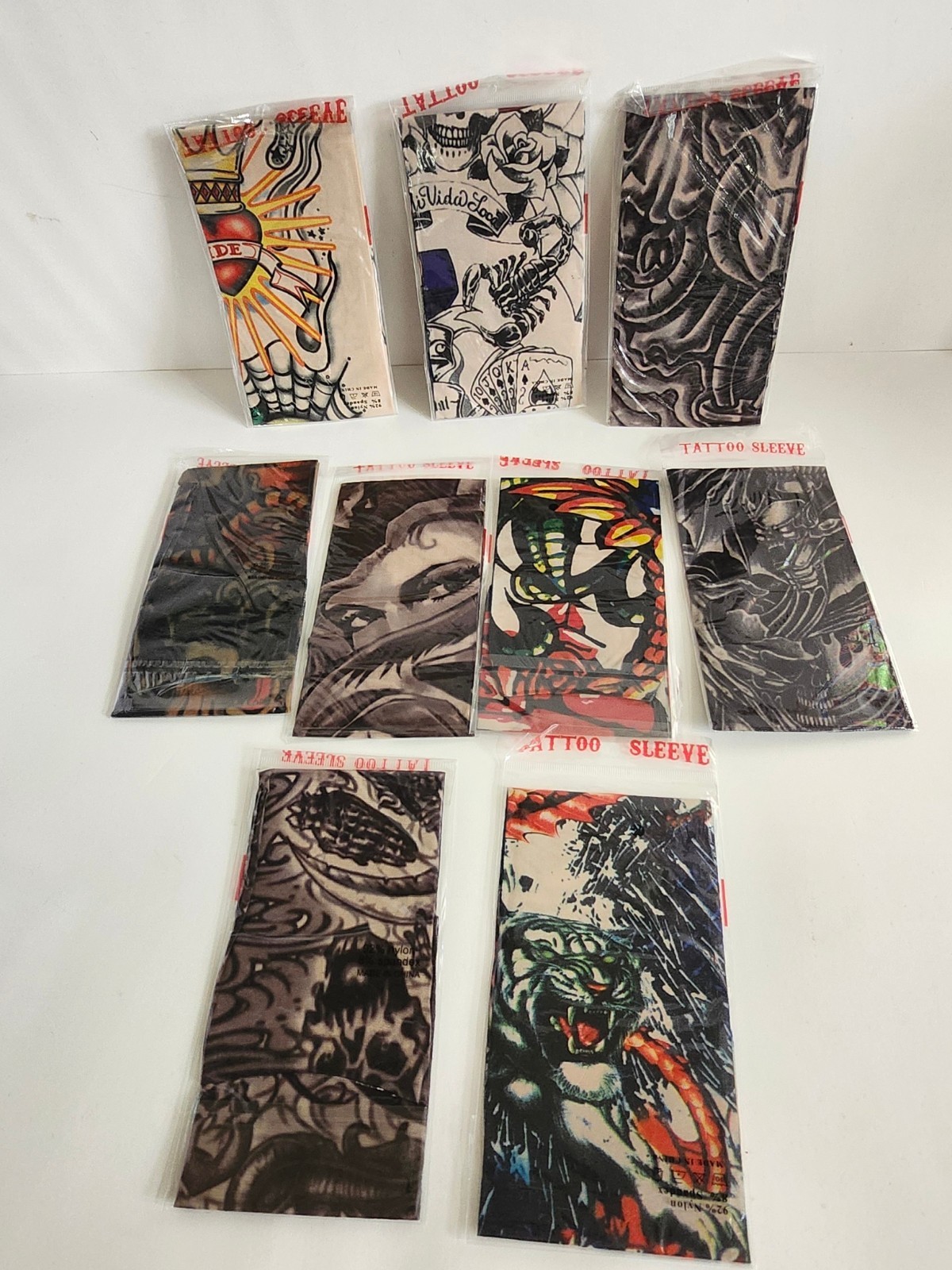 9 Pcs Temporary Tattoo Sleeve for Men Cooling Arm Sleeves Long Fingerless Arm