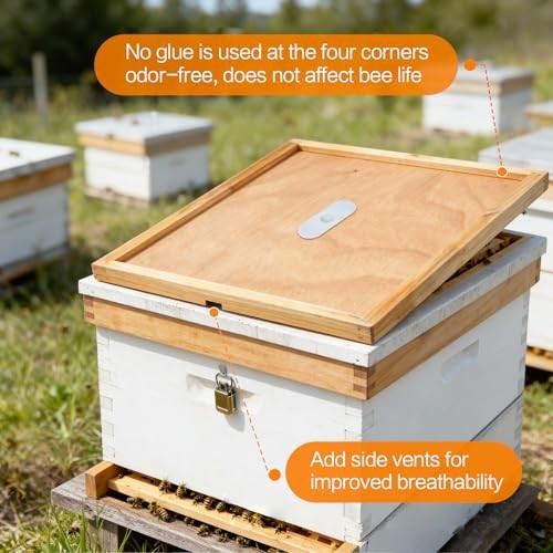 Pcs Beehive Inner Cover 10 Frame Beeswax Coating,Beehive Ventilated Inner 2