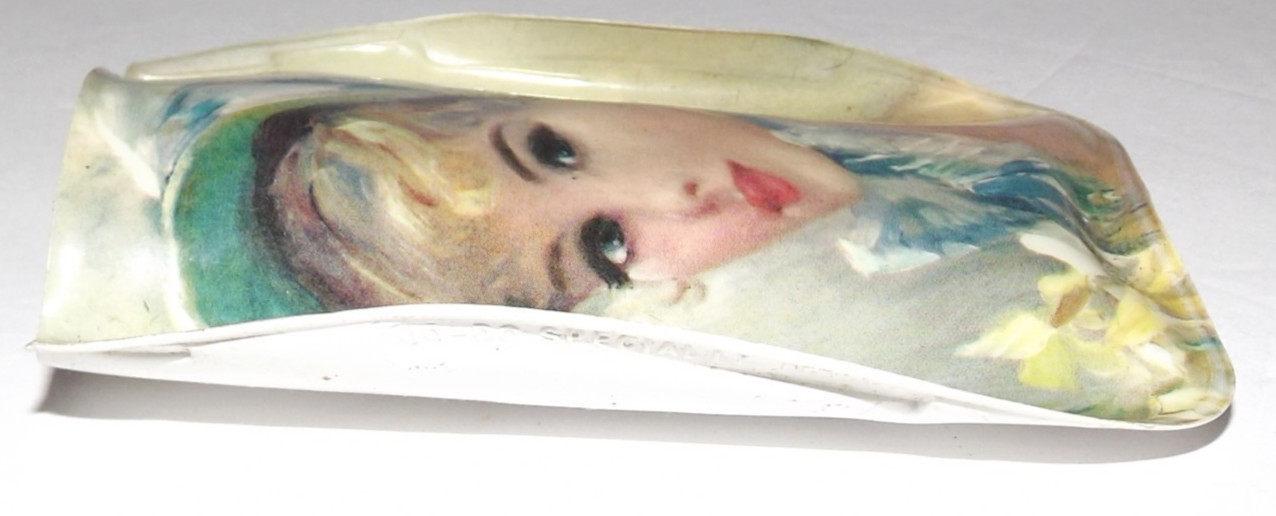 Vintage Rain Bonnet In Pouch Lady In Blue Bonnet By John Strevens