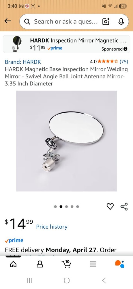 Magnetic Base Mirror
