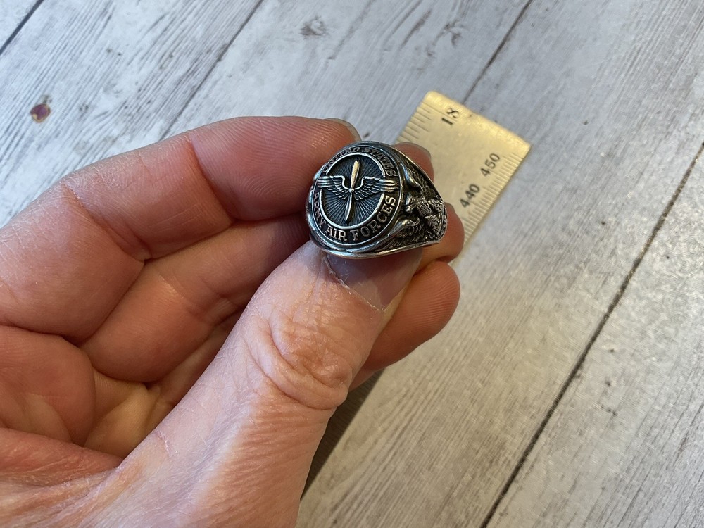 ORIGINAL WWII USAAF MINTY PILOT RING BY HJ - STERLING