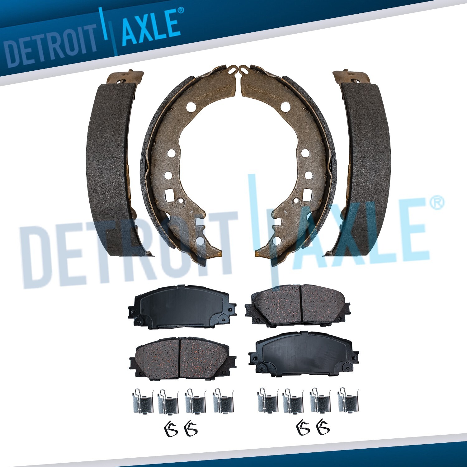 Front Ceramic Brake Pads + Rear Brake Shoes for 2012 - 2017 2018 Toyota Prius C