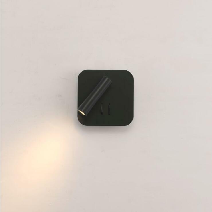 LED Bedside Lamp Fixture Reading Wall Light Adjustable Spotlight Square Switch