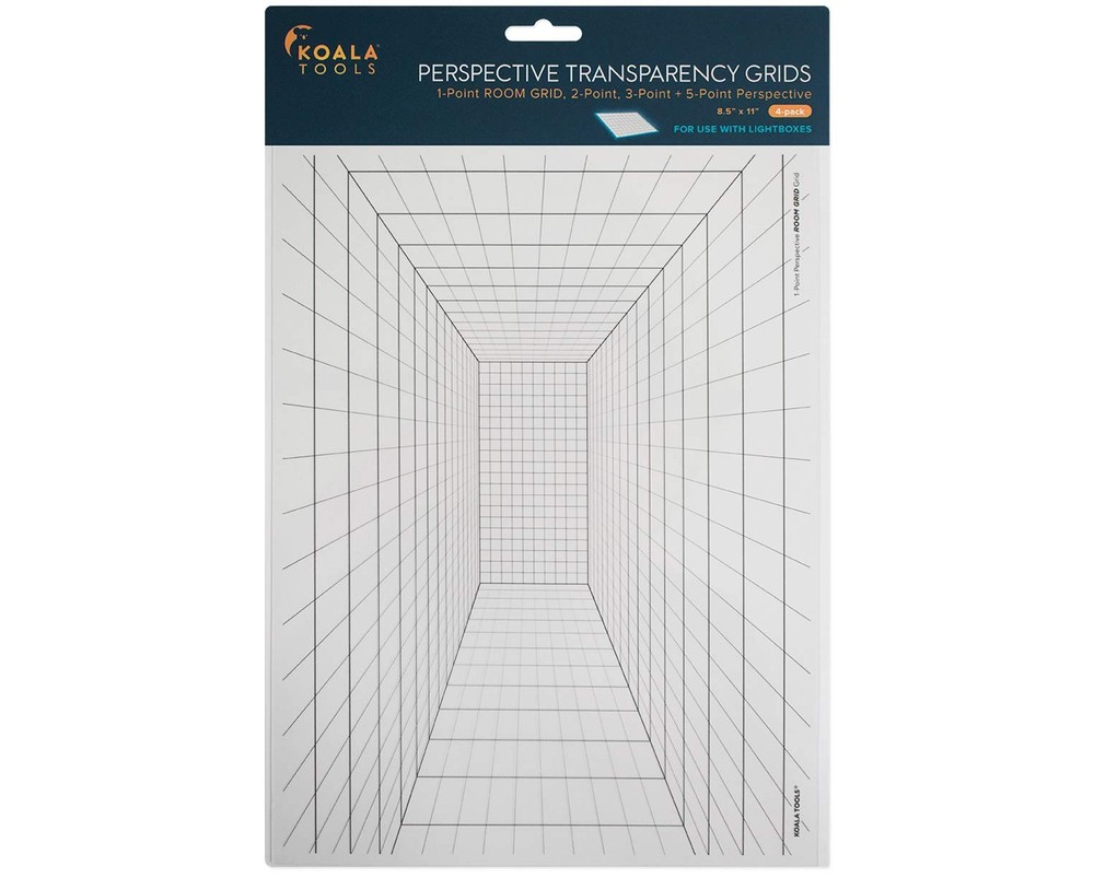 4-Pack 8.5x11 Perspective Grid Transparency Sheets for Sketching, Drawing
