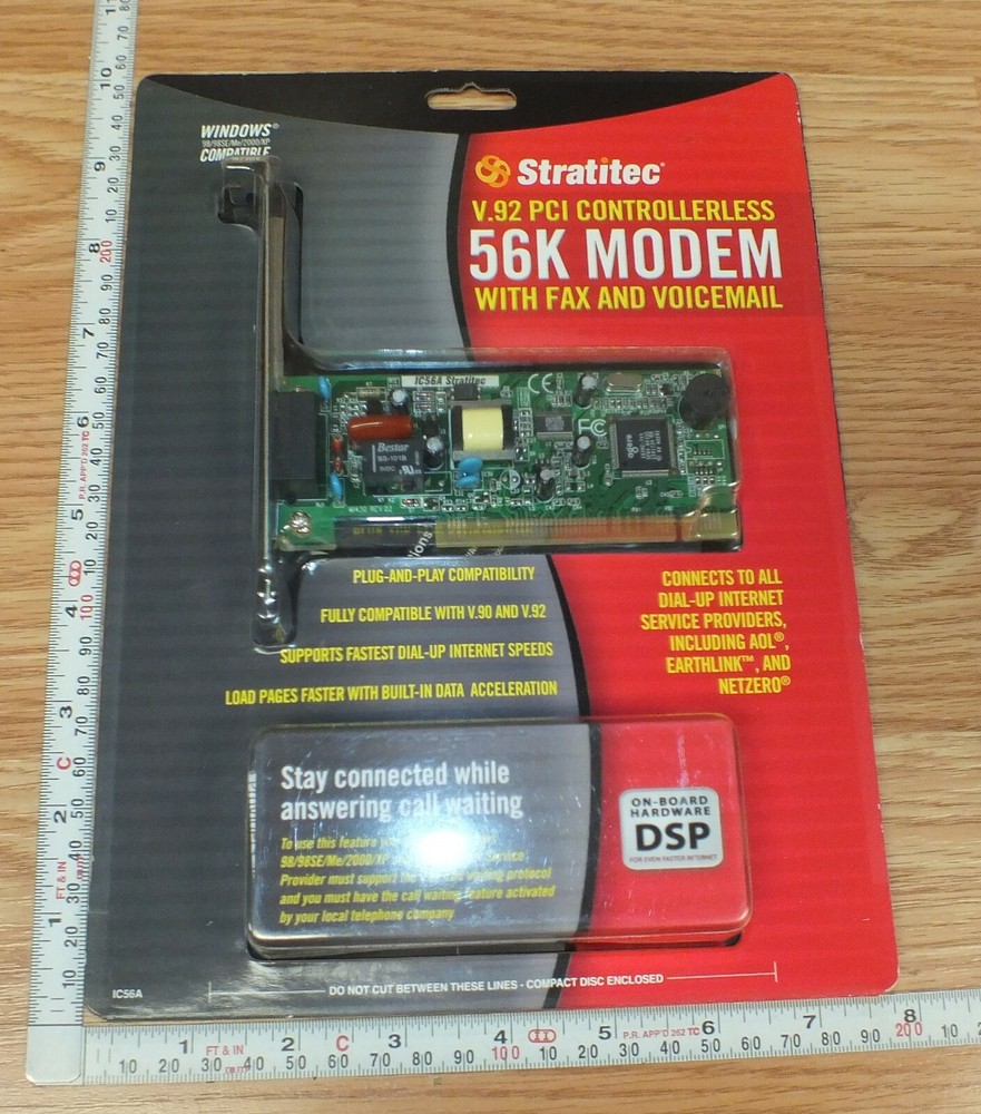 Stratitec (IC56A) V.92 PCI Controllerless 56 Kbps Voice Interface Card **NEW**