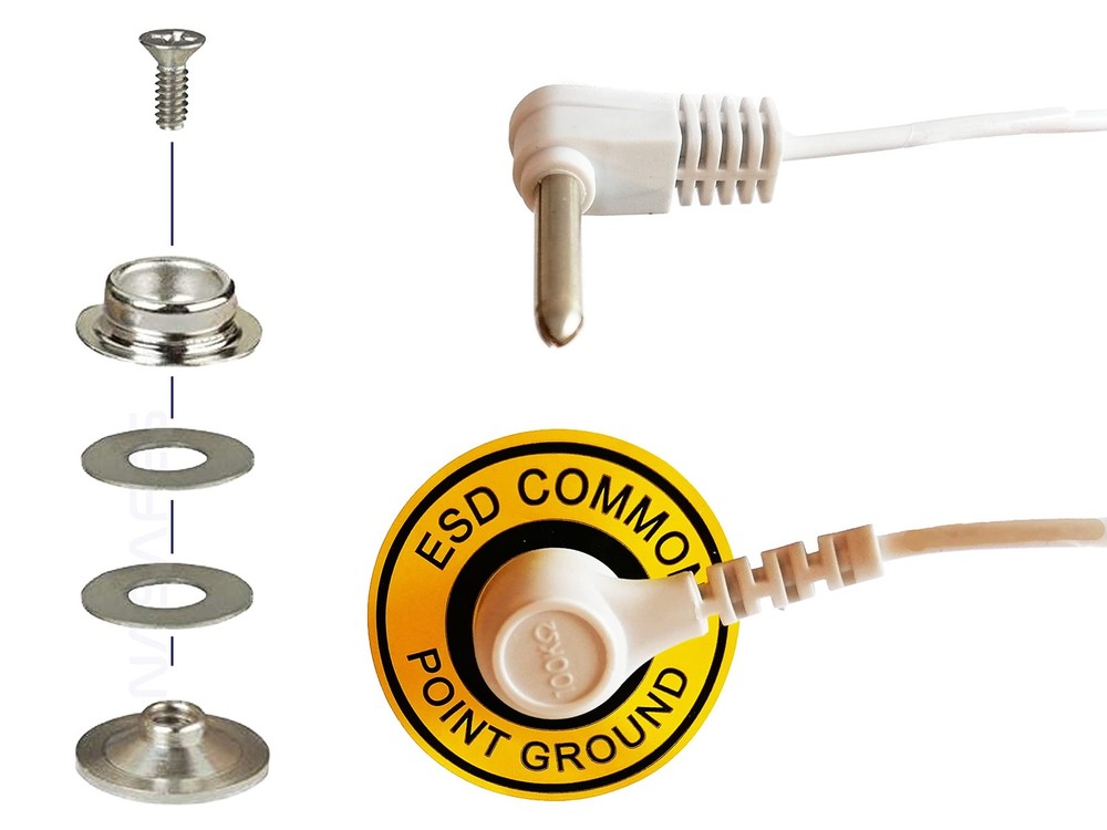 Grounding Snap with ESD Grounding Plug for Universal Grounding Table Mat Univ