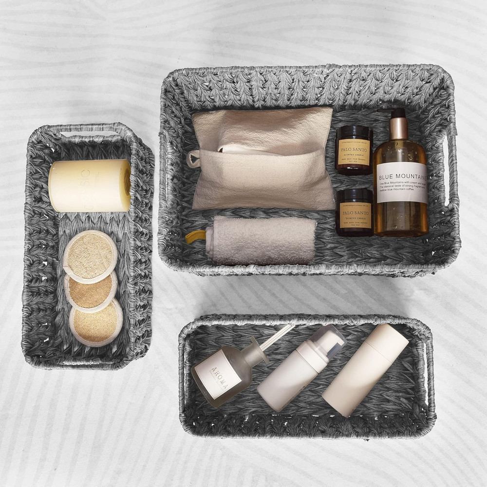 Bundle of 3-Pack Wicker Baskets & 3-Pack Wicker Storage Baskets