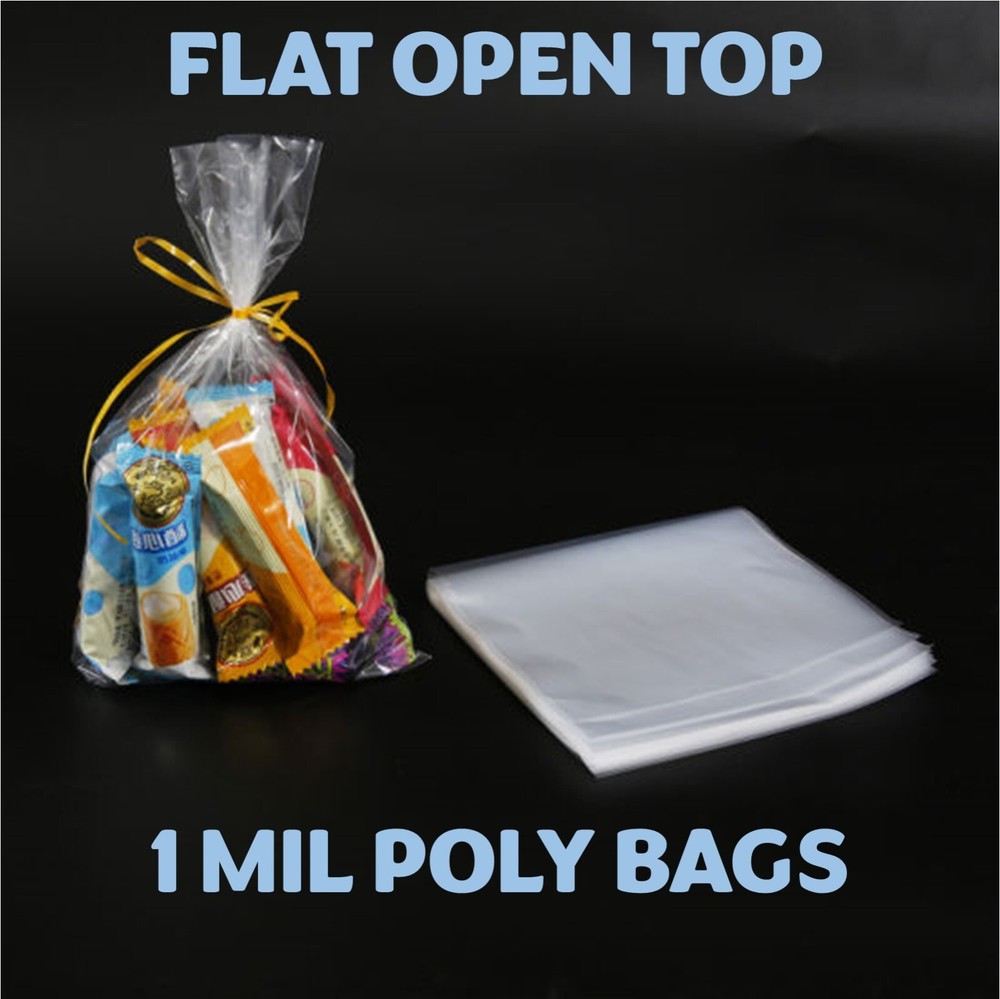12x18" Clear Poly Bags Lay-Flat Open Top End 1-Mil Case LDPE Plastic Packaging