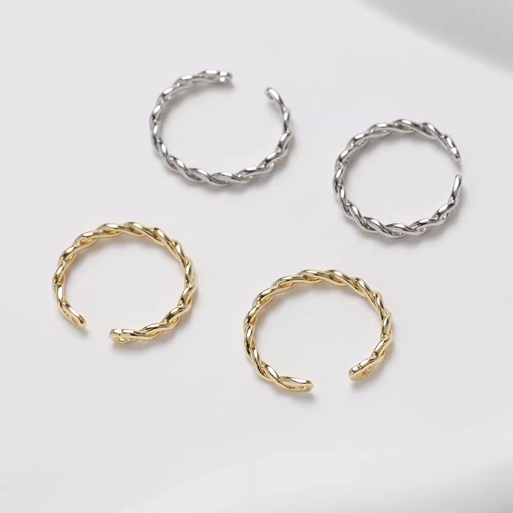4pcs Adjustable Ring Charm With Hole,Ring Blanks,Brass Finger Ring Bases