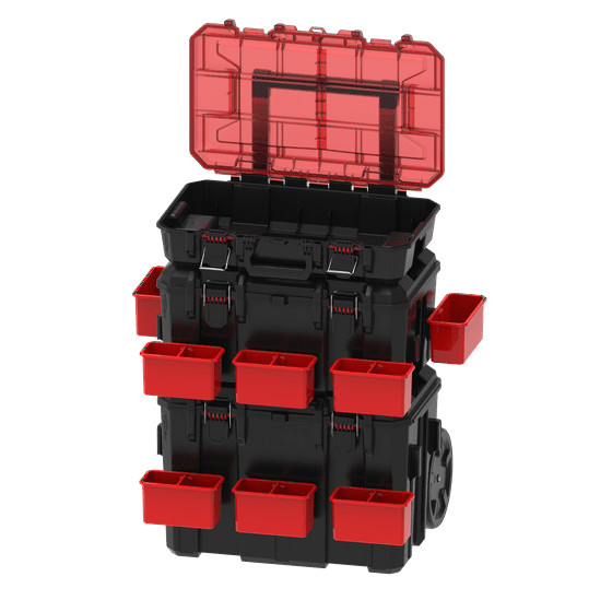 Hyper Stack Heavy Duty 3 Piece Modular Rolling Toolbox System, Black
