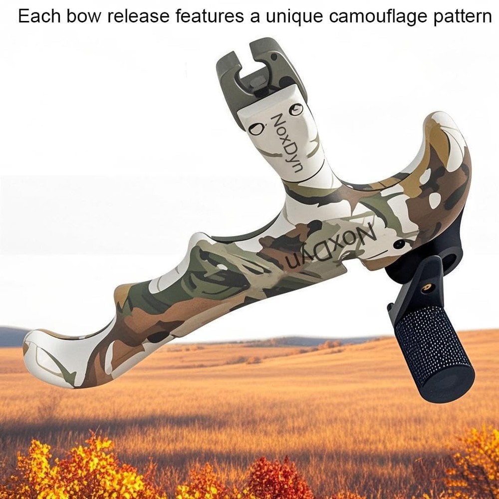 4-Finger Compound Bow Release - 360° Rotatable Thumb Release, Camo Design