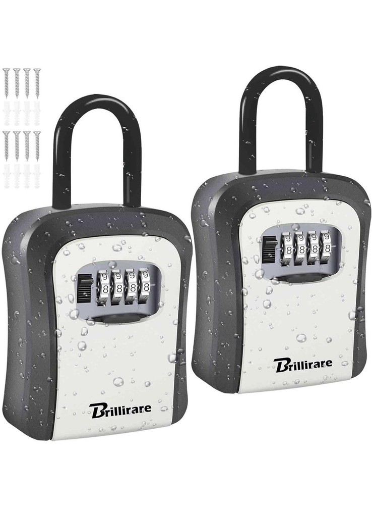 2 Pack Key Lock Box, Waterproof 4 Digits Combination Lockbox with Removable S...