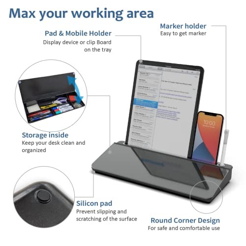Audio-Visual Direct - Glass Desktop Computer Keyboard Whiteboard Notepad Set,