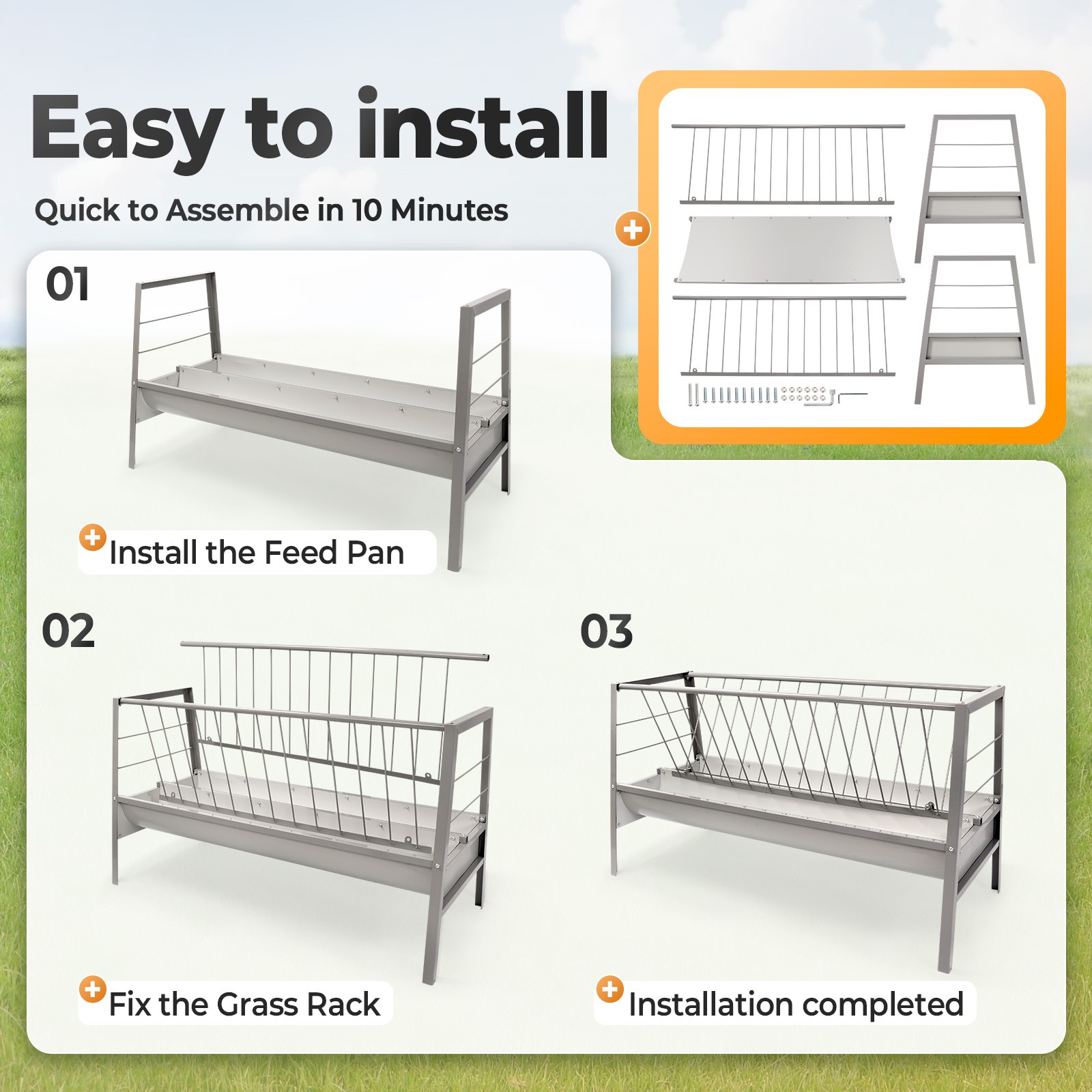 Heavy Duty Steel 77 Gallon Pasture Hay Feeder For Goats, Sheep, Miniature Horses