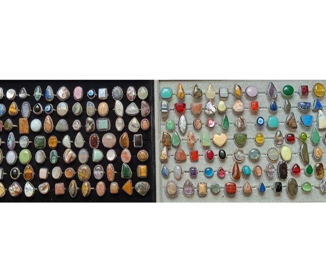 Jasper & Mix Gemstone 925 Sterling Silver Plated Design Wholesale Lot Rings
