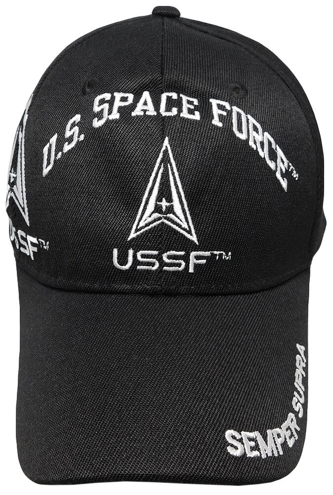 Black US Space Force Logo Cap USAF USSF Adjustable Hat OFFICIALLY LICENSED