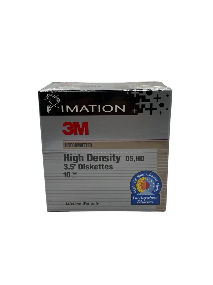 SEALED Imation 3M 10 Diskettes 2HD High Density 3.5 inch