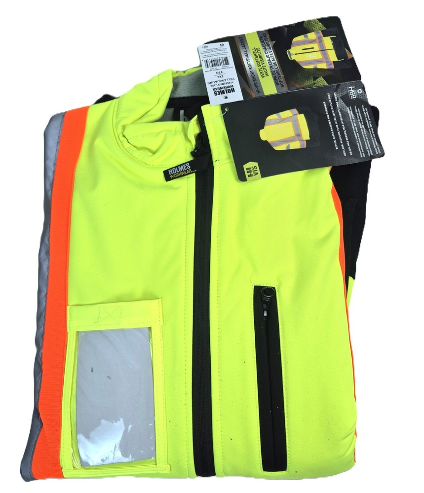 Hi-Vis Yellow Softshell Jacket - Waterproof Breathable Reflective Jacket 2XL