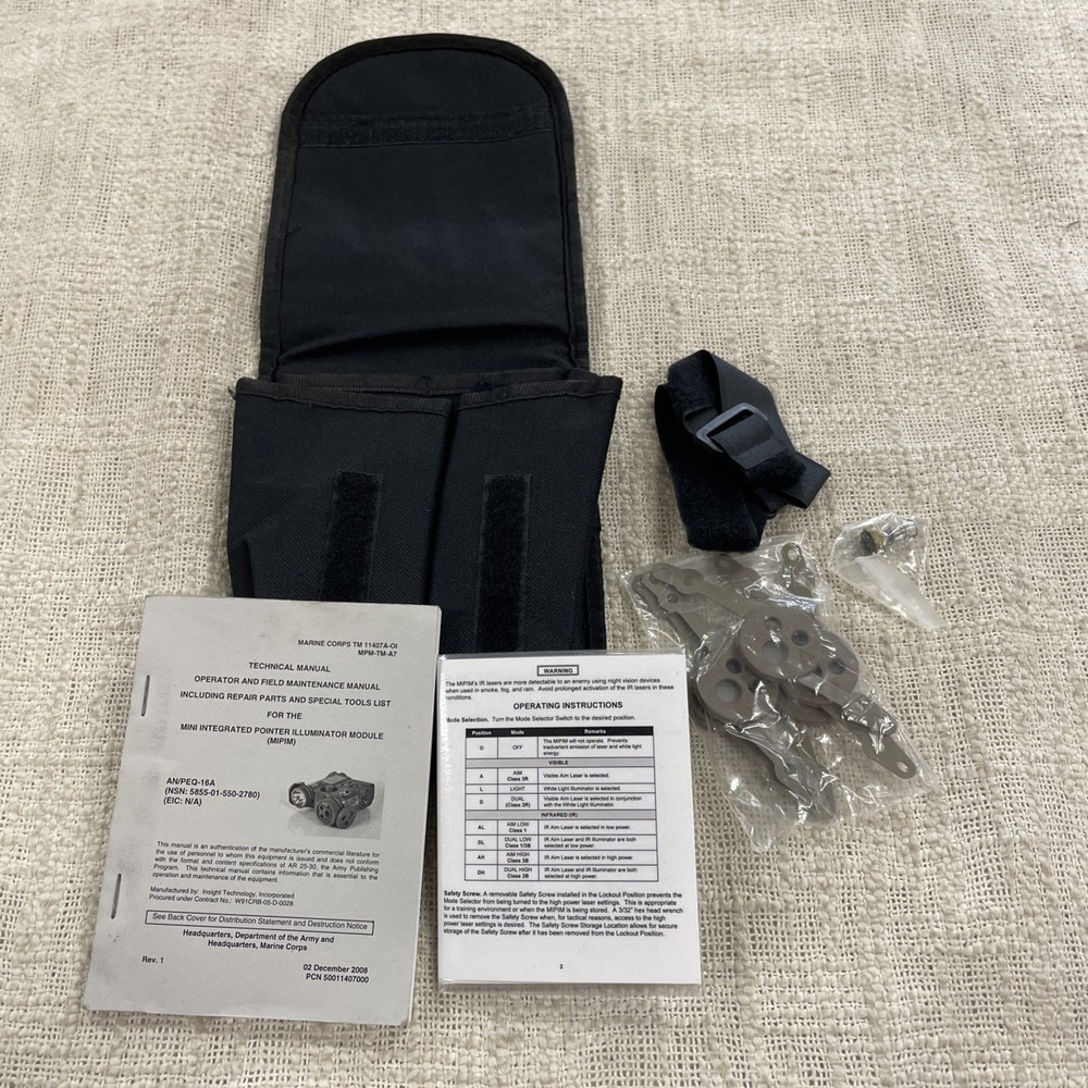 Mini Integrated Pointer Illuminator Module (MIPIM) AN/PEQ-16A Manual & Case ONLY