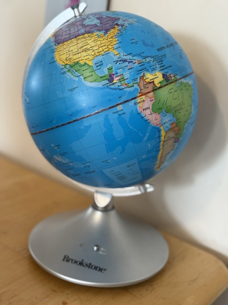 Brookstone Illuminated Desk Globe - Lights Up - Rotation Untested (No Adapter)