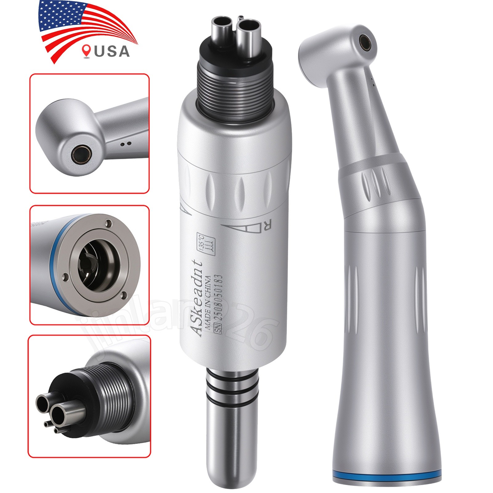Dental Slow Low Speed Handpiece Push Contra Angle NSK Style Air Motor 4Holes