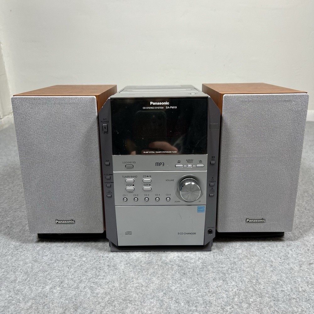 Panasonic SA-PM19 CD Stereo System 5 Disc Changer Cassette MP3 Fully Functional