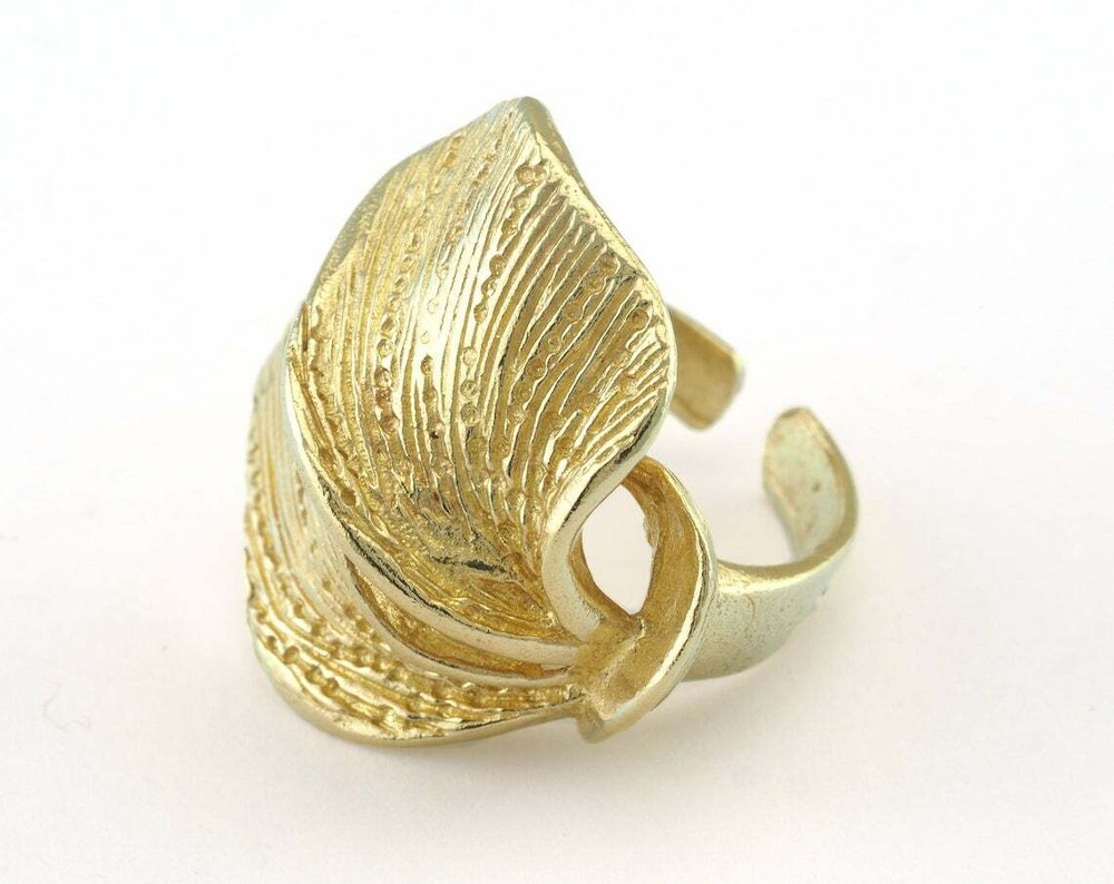 Leaf Adjustable Ring Raw brass (18mm 8US inner size - Adjustable ) OZ3245 ring27