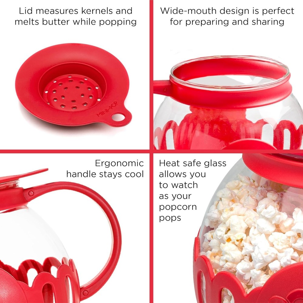 Ecolution 3-Quart Micro-Pop Glass Popcorn Maker - BPA-Free & Dishwasher Safe