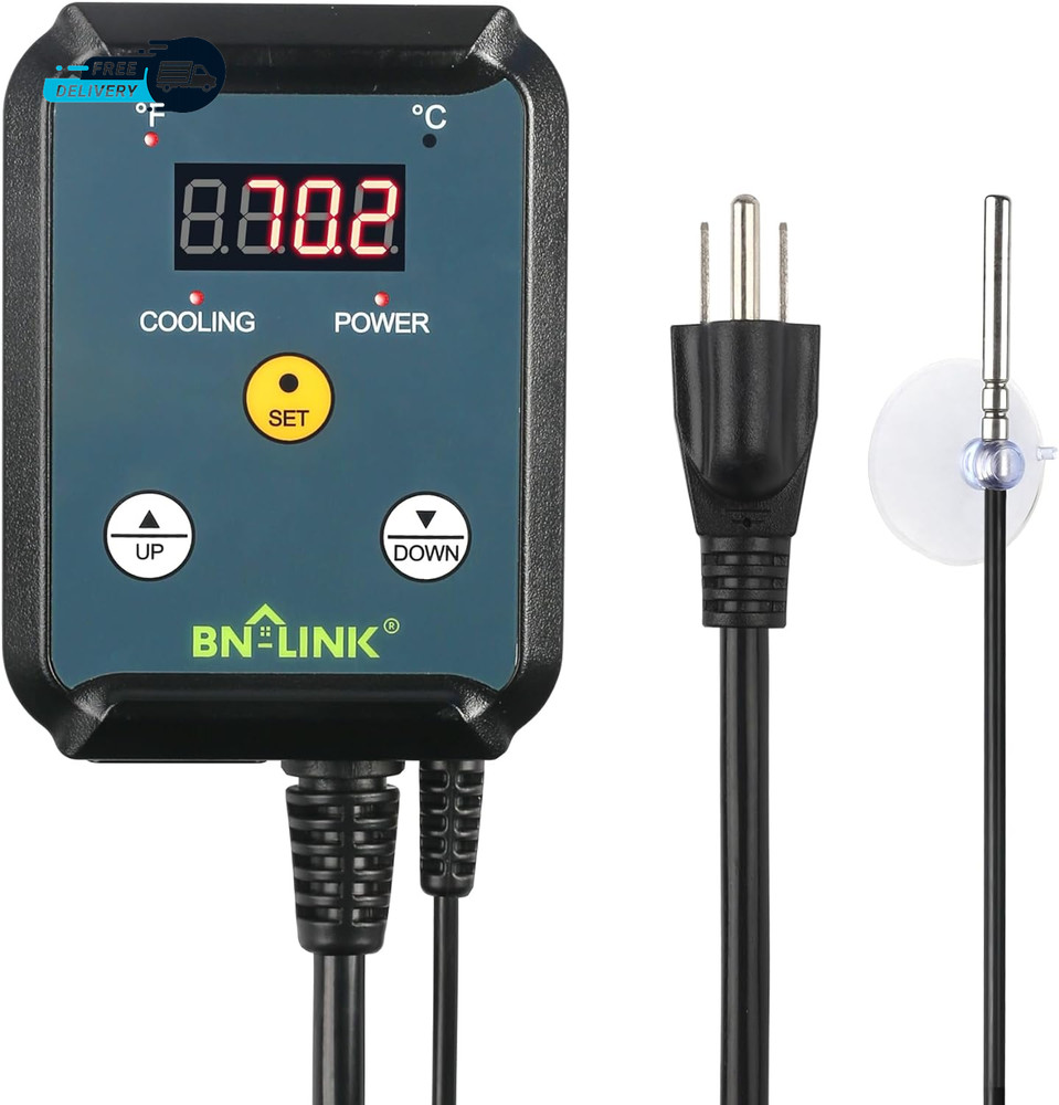 Digital Cooling Thermostat Controller, Temperature Controlled Outlet  Attic Fan