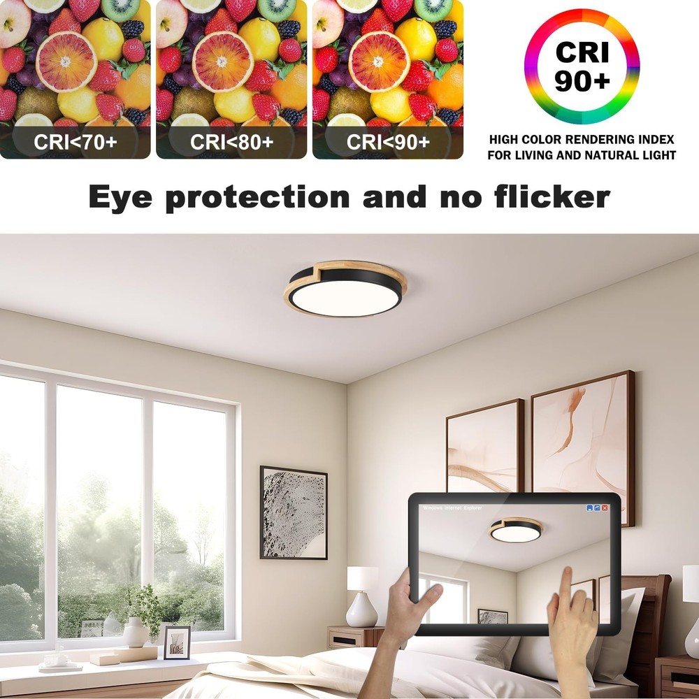 Modern LED Close to Ceiling Light, Round Flush Mount Ceiling Lighting Fixture...