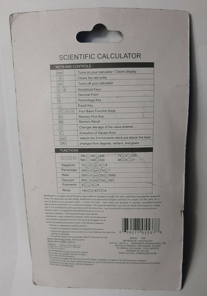 Scientific Calculator 10 Digit 56 Function Memory & Statistical Calculation NEW