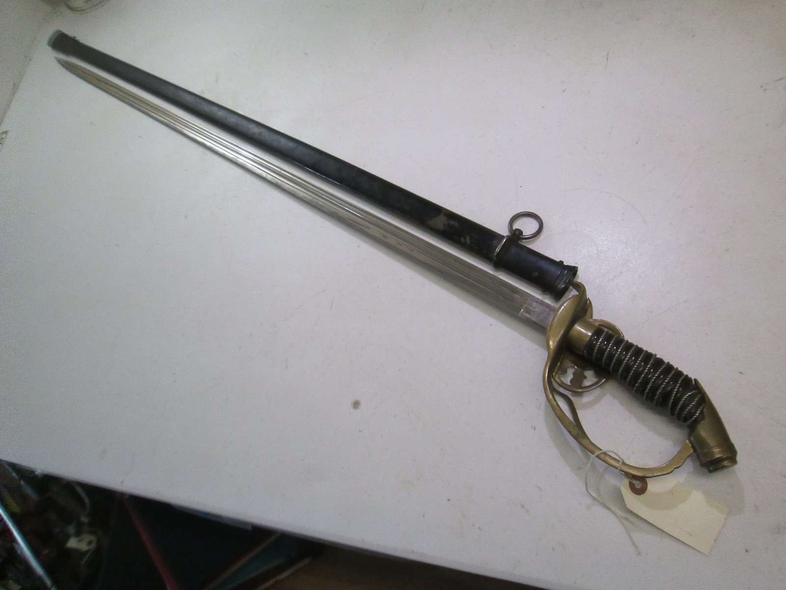 WWI GERMAN PRUSSIAN DRESS OFFICERS SWORD & SCABBARD FOLDING GUARD WKC MAKER #L99