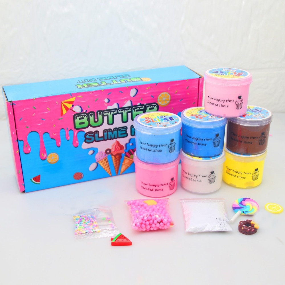 ZONEWAY 7 Pack Cake Butter Slime Kits, Soft and Non-Sticky 7-pack, Assorted