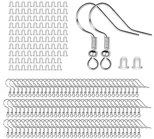100 Pcs 925 Sterling Silver Earring Hooks with Backs