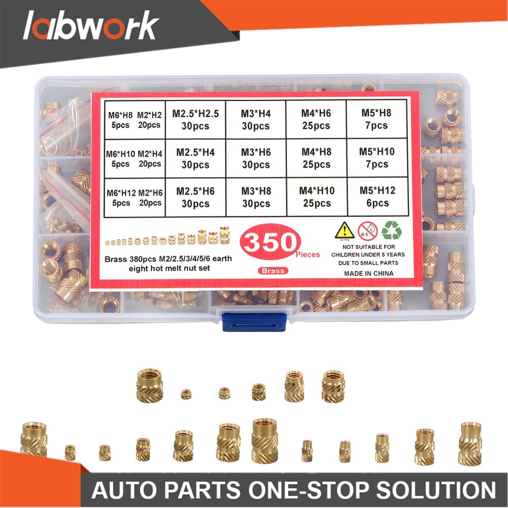 Labwork 350Pcs Threaded Inserts M2-M6 Female Thread Metric Knurled Nuts