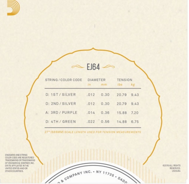 D'Addario EJ64 4 String Dulcimer Strings