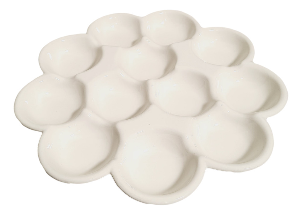 White Egg Platter Serving Dish Ceramic 13.25" Versatile Tableware Serveware Bowl