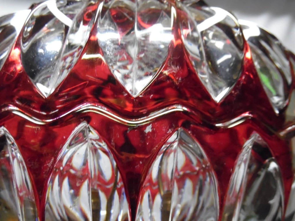 Vintage Neoclassical Flash Ruby Shade Lamp w/ Three Men Base